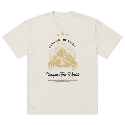 "Conquer The Trails, Conquer The World" Oversized faded T-shirt